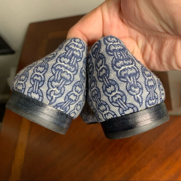 Tory Burch Link Print Textile Buckle Flats - Picture 11 of 12